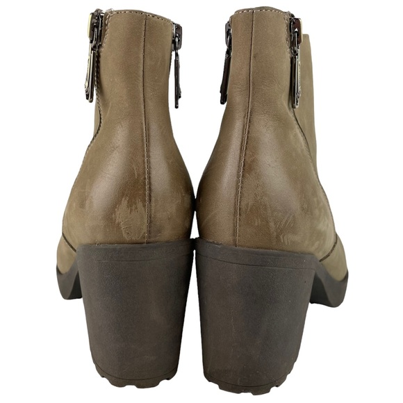 Blondo Waterproof Distressed Dual Side Zipper Genuine Leather Heeled Booties Tan - Picture 7 of 16